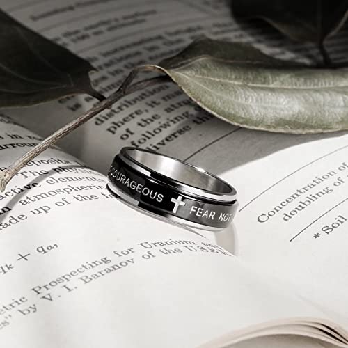 King Will 8mm Black/Gold/Silver Prayer Stainless Steel Ring - color: cross black silver