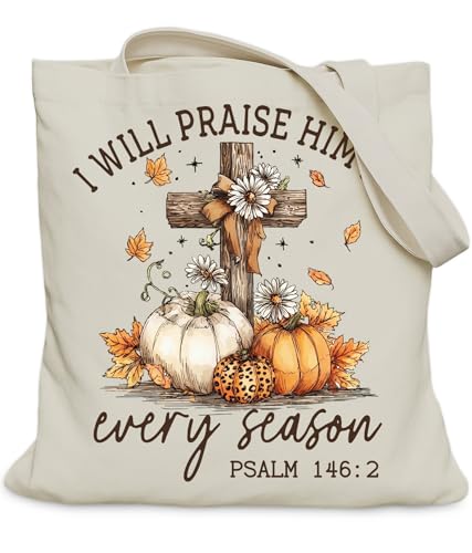 Aesthetic Christian Gifts Tote Bag for Church, Religious Tote Bag for Bible Study, Medium Size with Inner Pocket - color: Fall