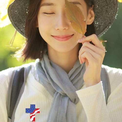 Veemoon 5pcs American Flag Cross Lapel Pins,cross Lapel Pin for Independence Day Celebrations Events