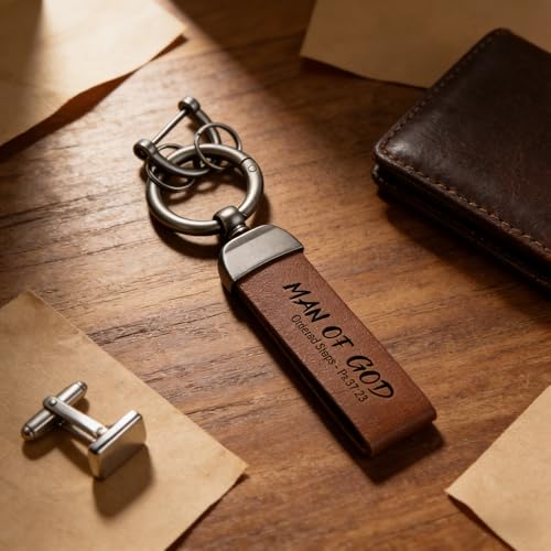 Christian Keychain and Walnut Rollerball Pen Set, Man of God Keychain, Religious Gift, Pastor Appreciation Gift - color: Pen and Keychain