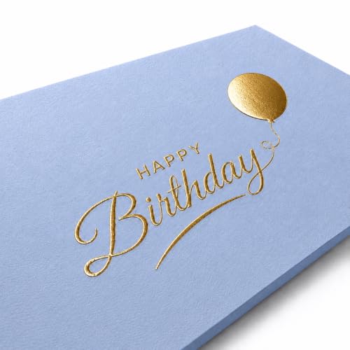 Happy Birthday Cards with Envelopes and Stickers, 24 Pack, Dusty Blue Greeting Cards with Gold Foil Balloon Design, Elegant Birthday Card Set for Friends, Family, Clients (Dusty Blue) - color: Dusty Blue