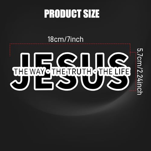 Jesus The Way The Truth The Life Christian Decal, Waterproof Car Inspirationa Message Sticker, Christian Car Hood Sticker, Universal Vinyl Self-Adhesive Sticker for Cars, Trucks, Motorcycles