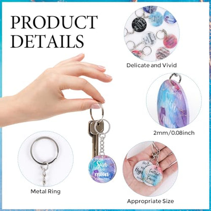 clothmile 100 Pcs Bible Verse Keychains Christian Keyrings Marble Keychains Acrylic Religious Key Rings for Women - color: Marble