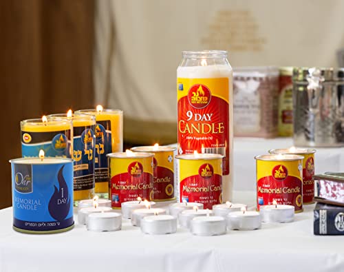 1 Day Yahrzeit Candle - 6 Pack - 24 Hour Kosher Yahrtzeit Memorial and Yom Kippur Candle in Tin Cup Holder - size: 6 Pack