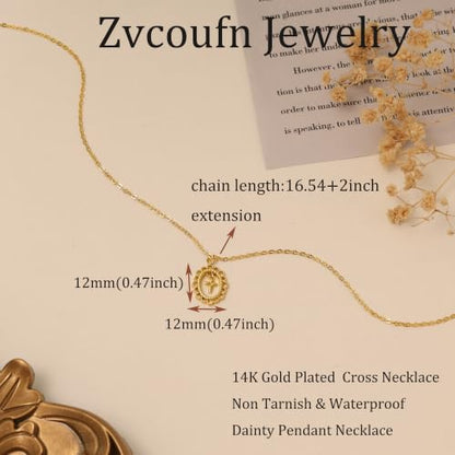Cross Necklace for Women, Dainty Gold Necklace Tiny Cross Charm Necklace - color: Gold-Cross 7