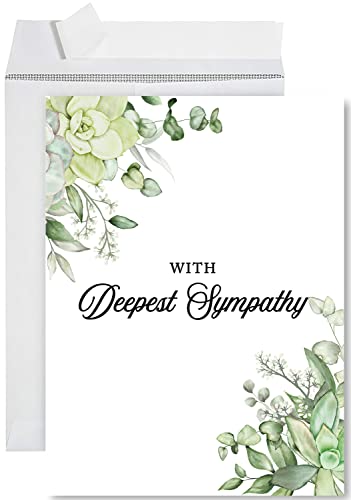 Andaz Press Jumbo Sympathy Card with Envelope, Sorry For Your Loss Card With Deepest Sympathy, Loss Of Pets, Premium Condolences Card with Big Blank Space to Send to Friends Family, 8.5" x 11", 1-Pack - color: With Deepest Sympathy Succulents