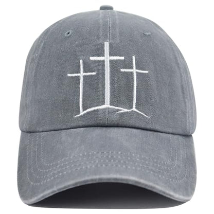Jesus Hats for Men Women, Religious Gifts for Women Men, Adjustable Embroidered Cotton Christian Baseball Cap - color: Gray