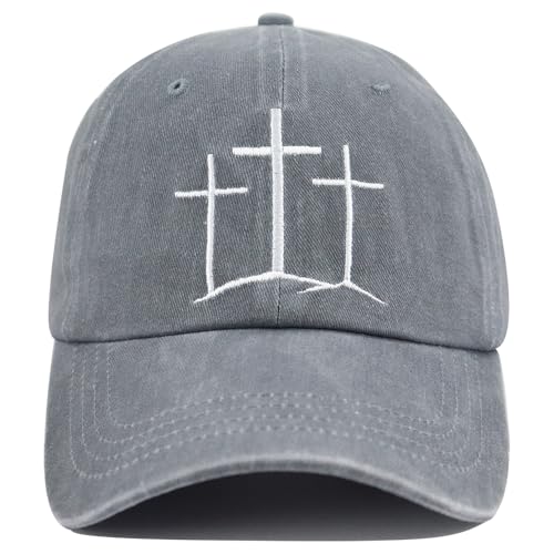 Jesus Hats for Men Women, Religious Gifts for Women Men, Adjustable Embroidered Cotton Christian Baseball Cap - color: Gray