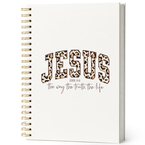 Christian Bible Journal Notebook for Women,Trendy Faith Gifts for Women Teen Girls,Church Journal for Notes Taking,Coquette Leopard Hardcover Spiral Notebook 5.5x8.3 Inch - color: JOHN 14:6