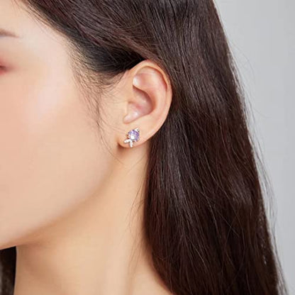 Qings Cute Animal Stud Earrings for Kids - Sterling Silver 925 Dragonfly Earrings Fish Studs for Teen Girls Women Dainty Cubic Zirconia Earrings Gifts