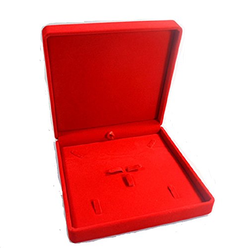 Jewelry Set Velvet Box Necklace Earring Ring Necklace Bracelet Gift Display Case Wedding Jewelry Storage Holder (Red) - color: Red