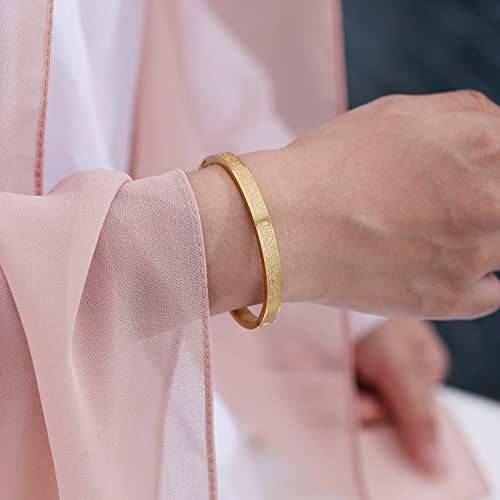 Qitian Islamic Jewelry Gifts for Women Allah Gold Bangles Bracelets Ayatul Kursi Arabic Cuff Bracelet for Women Men Islam Eid Ramadan New Year Gifts - color: L--Oval - women