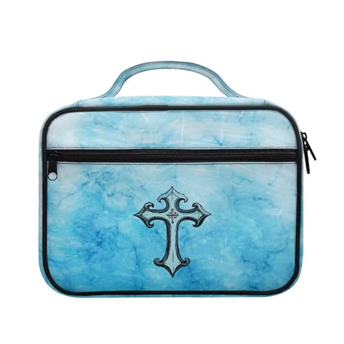 Bible Cover Church Carrying Book Case Polyester Bible Protective with Pen Slots and Zippered Pocket Customizable - color: Stylish Cross