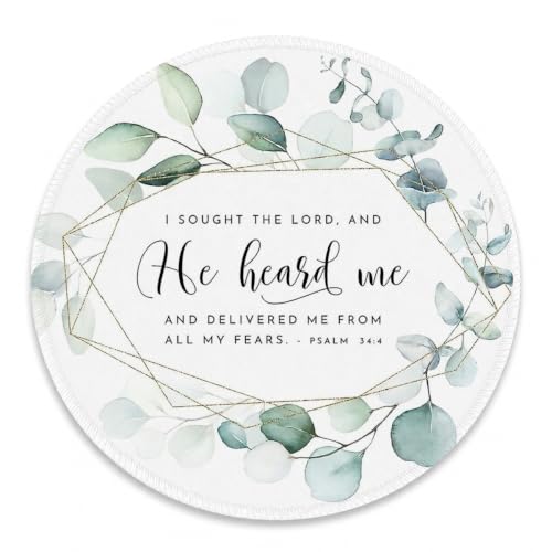 QUICQOD Botanical Christian Bible Verse Round Mouse Pad, 8.6x8.6 Inch - color: i sought