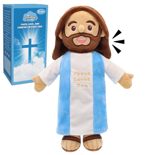 Speaking Jesus Doll - Speaks 36 Bible Verses & 10 Songs, 13” Talking Plush - color: Blue