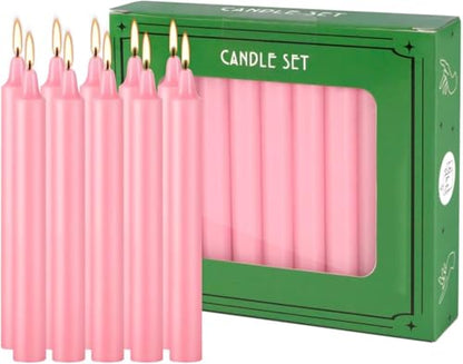 Pliadvbu Set of 20, 4 Inch Tall Unscented Rituals Candles for Altar Meditation Supplies RitualsTaper Candle (Pink, Set of 20) - color: Pink, size: Set of 20