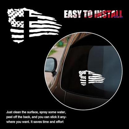 American Flag Sticker with Cross, Vinyl Christian Jesus Christ Stickers for Car, Waterproof Personalized Decal Sticker, for Car Windows, Bodies, Trucks, Laptops & Refrigerators (White) - color: White