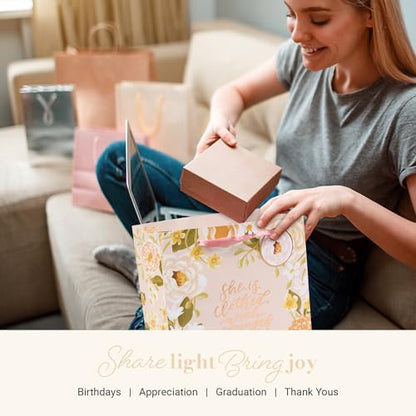Christian Art Gifts Large Gift Bag with Tissue, Strength & Dignity, Pink - color: Be Still/Multicolor Floral, style: Large Portrait