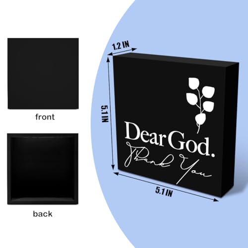 Christian Decor Bible Verses Wall Art Religious Scripture Desk Decor Inspirational Quotes Wall Decor Wooden Box Sign Prayer Room Farmhouse Home Wooden Plaque Sign for Tabletop Bookshelf - color: Dear God - Black