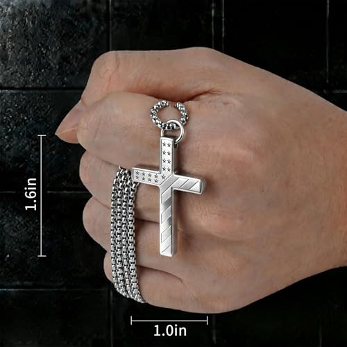 Car Rear View Mirror 4:13 Lord's Prayer Cross Pendant Amulet - color: Silver