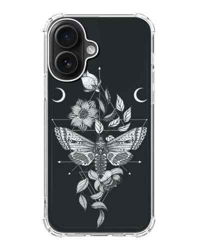 Witchy Moth Flowers Case Compatible with iPhone 17, Dark Mystic Gothic Case for iPhone 17 - color: Witchy Moth