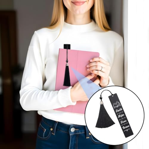 Hafhue Faith Hope Love Grace Metal Bookmark with Tassels, Bible Verse Bookmarker Gifts for Reader Bookworm Book Lover Author, Inspirational Gifts for Women Men, Religious Gifts for Christians Pastor