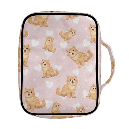 Coldinair Cat Bible Cover for Women Teens Kid Girls,Carrying Book Case Church Bag Bible Holder with Handle and Zippered Pocket - color: Cat
