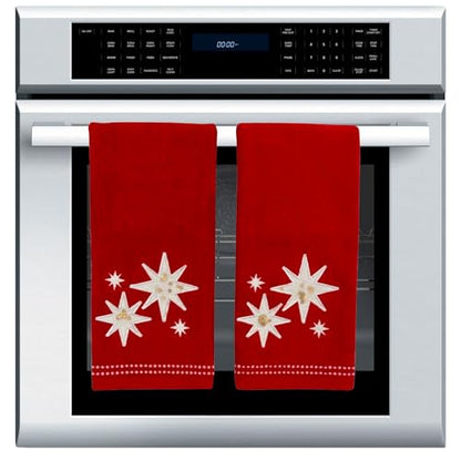 Serafina Home Christmas Bath Hand Towels, Stars with Sequins, Cotton, Red, 16" x 25", Set of 2 - color: Organza Stars