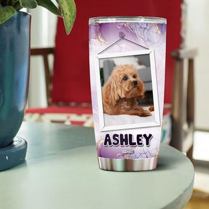 Personalized Dog Tumbler Gifts for Men Women Travel Cup Coffee Mug Insulated Stainless Steel 20oz With Lid Custom Name Photo Gift for Pet Owners Dog Lovers - color: DOG