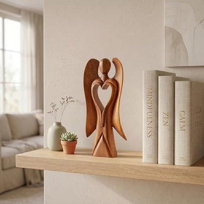 G6 Collection Wooden Handmade Abstract Statue, Guardian Angel Figurine 12" - style: Angel of Love
