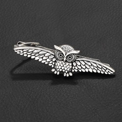 Novelty Silver Gold Black Tie Clip for Men Unique Owl Fish Shark Guitar Cross Tie Bar Neckties for Regular Wedding Business Tie Pin Clips Jewelry - style: Silver Owl