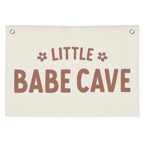 Little Babe Cave Banner, Baby Girl Nursery Decor, Toddler Boy Girl Room Decor, Baby Shower Flower Linen Canvas Banner Wall Hanging Flag 20x30 Inch - color: Little Babe Cave - 20x30 Inch