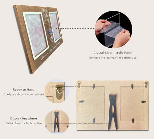 Mr. & Mrs. Wedding Picture Frame, Gift for Couple, K9 Crystal Charm - color: 2. Rustic Brown - Love Is Patient