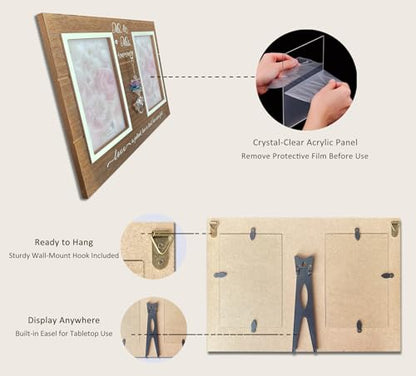 Mr. & Mrs. Wedding Picture Frame, Gift for Couple, K9 Crystal Charm - color: 2. Rustic Brown - Love Is Patient