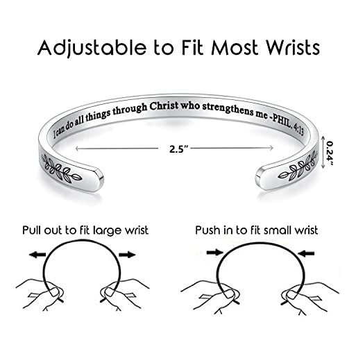 TONY & SANDY Cuff Bracelets for Women Teen Girls Best Friend Sister Mom Daughter Granddaughter Easter Birthday Mother's Day Christmas Stocking Stuffers for Teen Girls Women Jewelry - style: 1 - Christian Gifts - I can do all things through Christ who stre