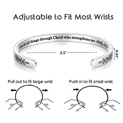 TONY & SANDY Cuff Bracelets for Women Teen Girls Best Friend Sister Mom Daughter Granddaughter Easter Birthday Mother's Day Christmas Stocking Stuffers for Teen Girls Women Jewelry - style: 1 - Christian Gifts - I can do all things through Christ who stre
