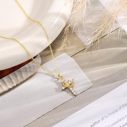 Carffordo 925 Sterling Silver Cross Necklace, Dainty Necklace for Women - style: Gold Crown Cross