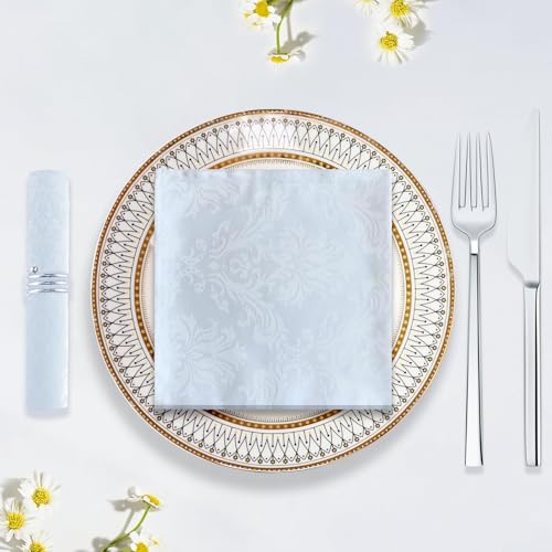 SASTYBALE White Jacquard Cloth Napkins 20 x 20 Inch Set of 4 - color: A-white, size: 20" x 20" (Set of 4)