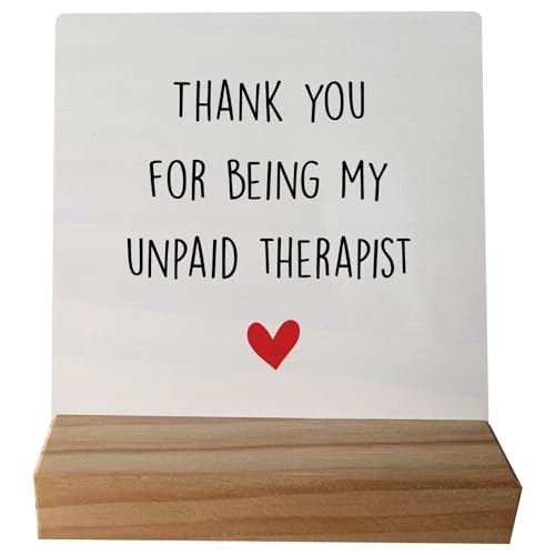 Sentimental Friendship Gift - 'Thank You for Being My Unpaid Therapist' Wooden Plaque Sign - color: Friendship-04