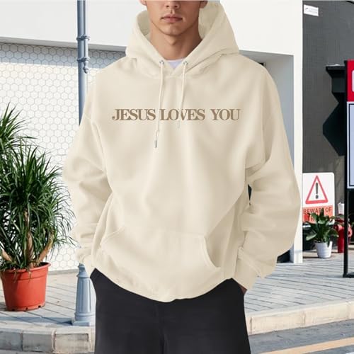 Christian Jesus Loves You Hoodies for Teen Religious Faith Sweatshirts Bible Verse Graphic Youth Hoodie - color: Apricot, size: XX-Large