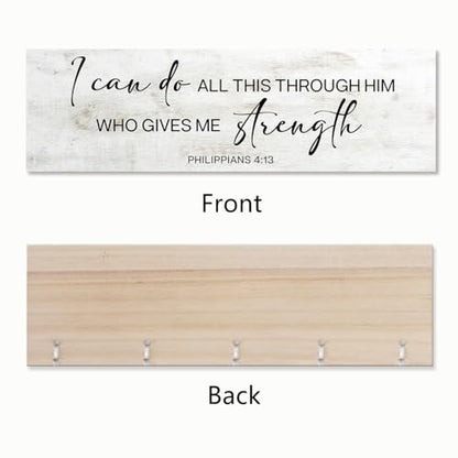 I Can Do All This Through Him Bible Verse Hanging Photo Display Wall Decor,Christian Picture Frames with Scripture,Family Picture Frames Collage Wall Decor for Christian