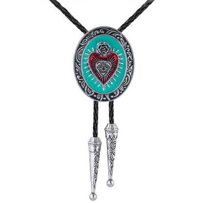 GelConnie Bolo Tie for Women Heart Cowboy Necktie Flower Gothic Mens Bolo Ties Bolero Necklace Red Western Ties for Men - color: Blue Bolo Tie Women