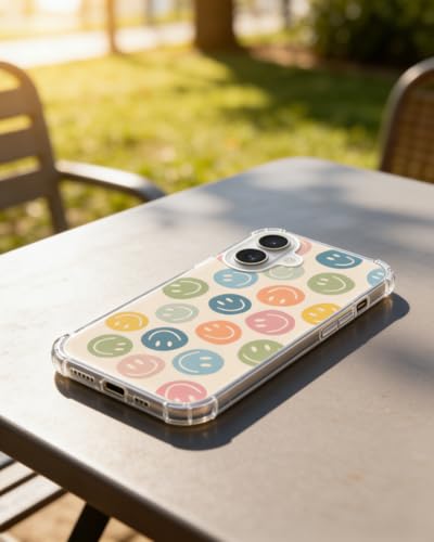 Cute Colorful Smile Face Phone Case Compatible with iPhone 17, Happy Face Phone Cover for iPhone 17 - color: Colorful Smile Face