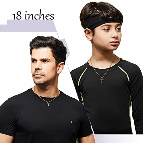 SKQIR Stainless Steel Cross Necklace for Men Silver Cross Necklace for boy Small Cross Pendant Necklace Simple Jewelry Cross Chain Gifts for Men - color: Gold:Cross Pendant 0.4'' * 0.8'', style: Chain 18 inches
