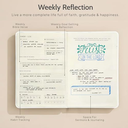 2026 Christian Planner & Prayer Journal | Strengthen Your Relationship with God and Better Navigate His Path for You | Daily Planner w/Bible Verses, Prayer Prompts, & Habit Tracking (White) - color: White