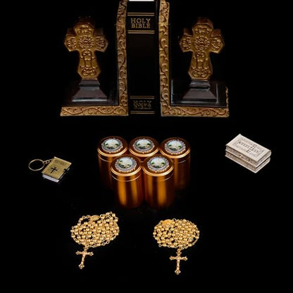 6mm Rosary Beads with Rosary Box, Black Glass Saint Benedict Necklace, Anglican Prayer Beads Catholic Gifts - color: Rosary-6-7