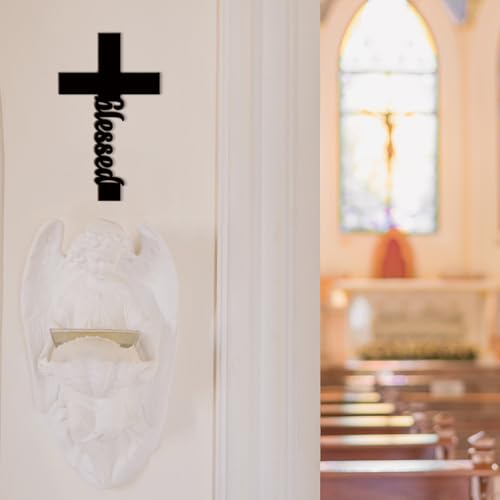 Uflashmi Wooden Cross Wall Decor, Blessed Black Wall Cross, 9.8 Inch - color: Blessed-Black