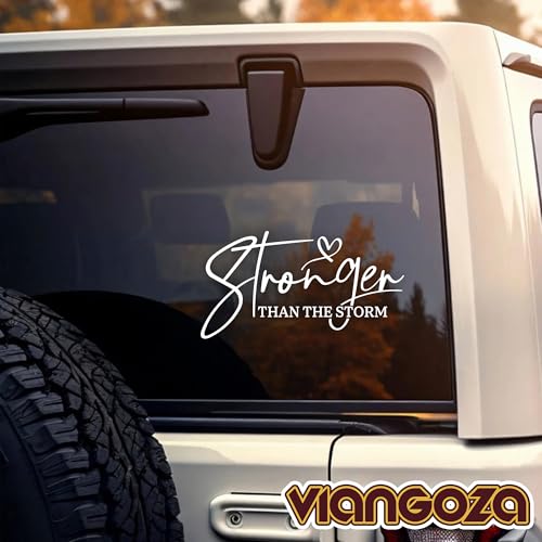 Strong Than The Storm Car Decal, Heart Christian Sticker, Jesus Lover, Religious Decals, Vinyl Waterproof 8 inch Bumper Sticker for Trucks Window, Car Accessories Decorations Gifts for Friend Mom Dad - style: Strong Than The Storm