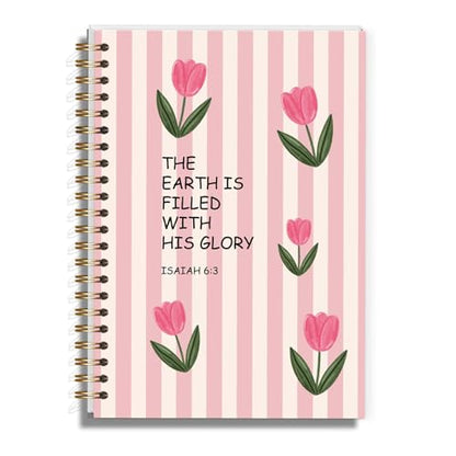 Christian Notebook for Women Girls, Inspirational Bible Journal for Preppy Stuff, Aesthetic Pink Tulip Spiral Notebook for Note Taking - 5.5x8.3 - A14 - style: Christian Tulip