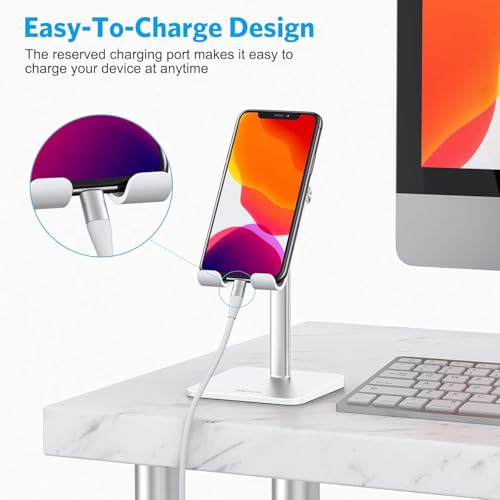 OMOTON CA02 Cell Phone Stand with Charging Hole for Desk Lightweight Silver - color: Silver